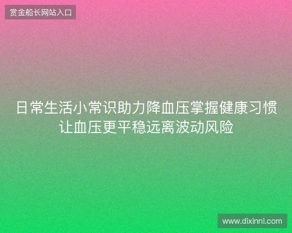 日常生活小常识助力降血压掌握健康习惯让血压更平稳远离波动风险