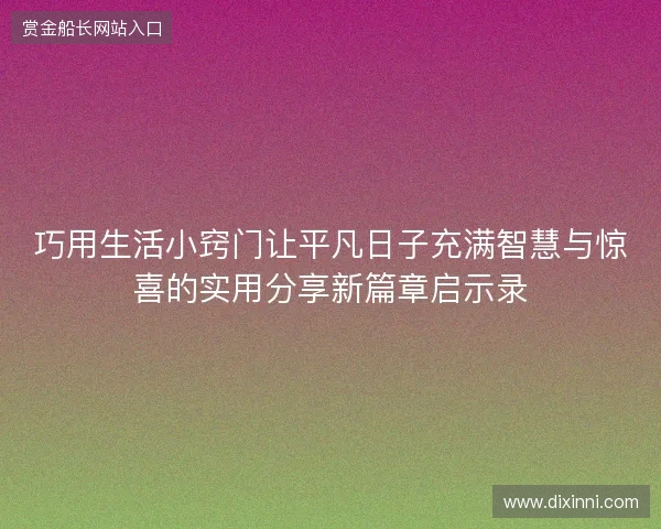 巧用生活小窍门让平凡日子充满智慧与惊喜的实用分享新篇章启示录